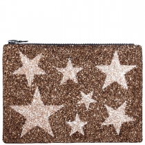 Bronze Stars Glitter Clutch Bag
