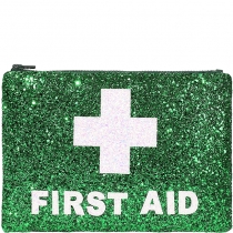 Green First Aid Glitter Clutch bag