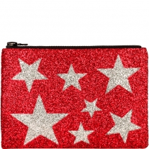 Red Stars Glitter Clutch Bag