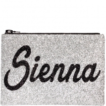 Personalised Silver Glitter Clutch Bag