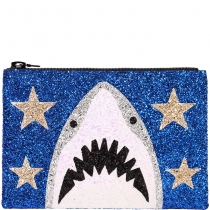 Blue Shark Glitter Clutch Bag