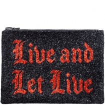 Live and Let Live Glitter Clutch Bag