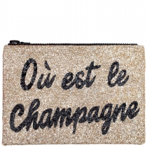 Ou est le Champagne Glitter Clutch Bag Gold
