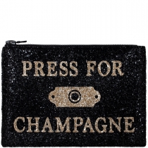 Champagne Button Glitter Clutch Bag