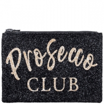 Prosecco Club Glitter Clutch Bag