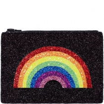 Rainbow Black Glitter Clutch Bag