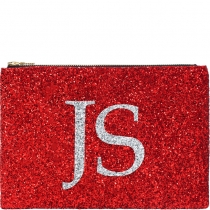 Red Monogram Glitter Clutch Bag