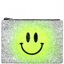 Graffiti Smiley Glitter Clutch Bag