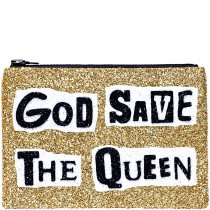 God Save The Queen Glitter Clutch Bag